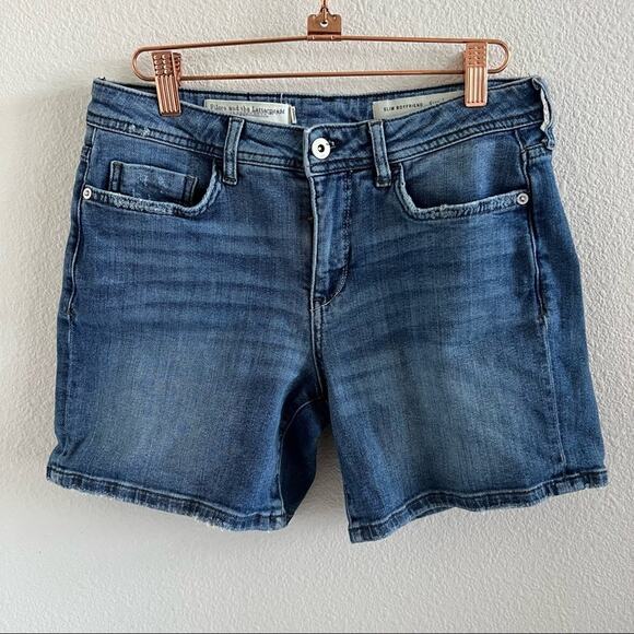 Pilcro and The Letterpress Slim Boyfriend Denim Jean Shorts Light Distressing 26 - Picture 1 of 9